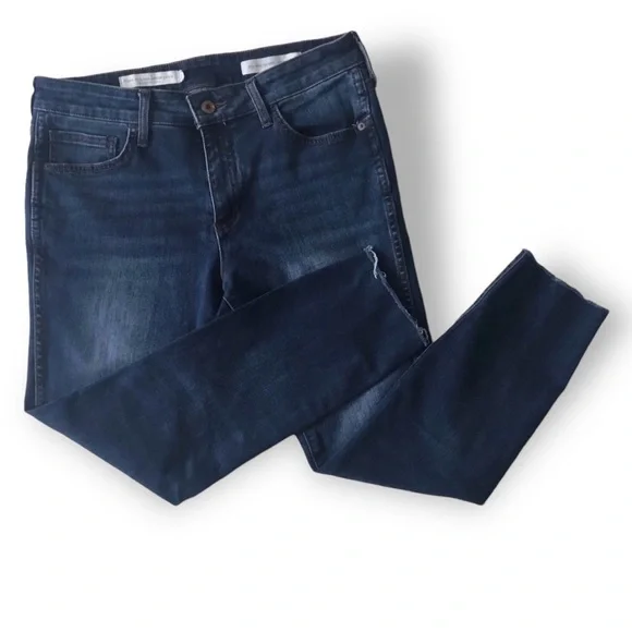 Pilcro And The Letterpress Mid-Rise Skinny Jeans Woman’s Size 30 Blue Slit Hem - Picture 2 of 16